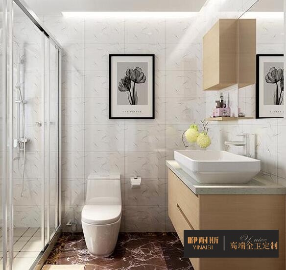 小巧的吊柜，滿足衛(wèi)生間日常收納;設(shè)置隔板，方便洗漱用品擺放。
